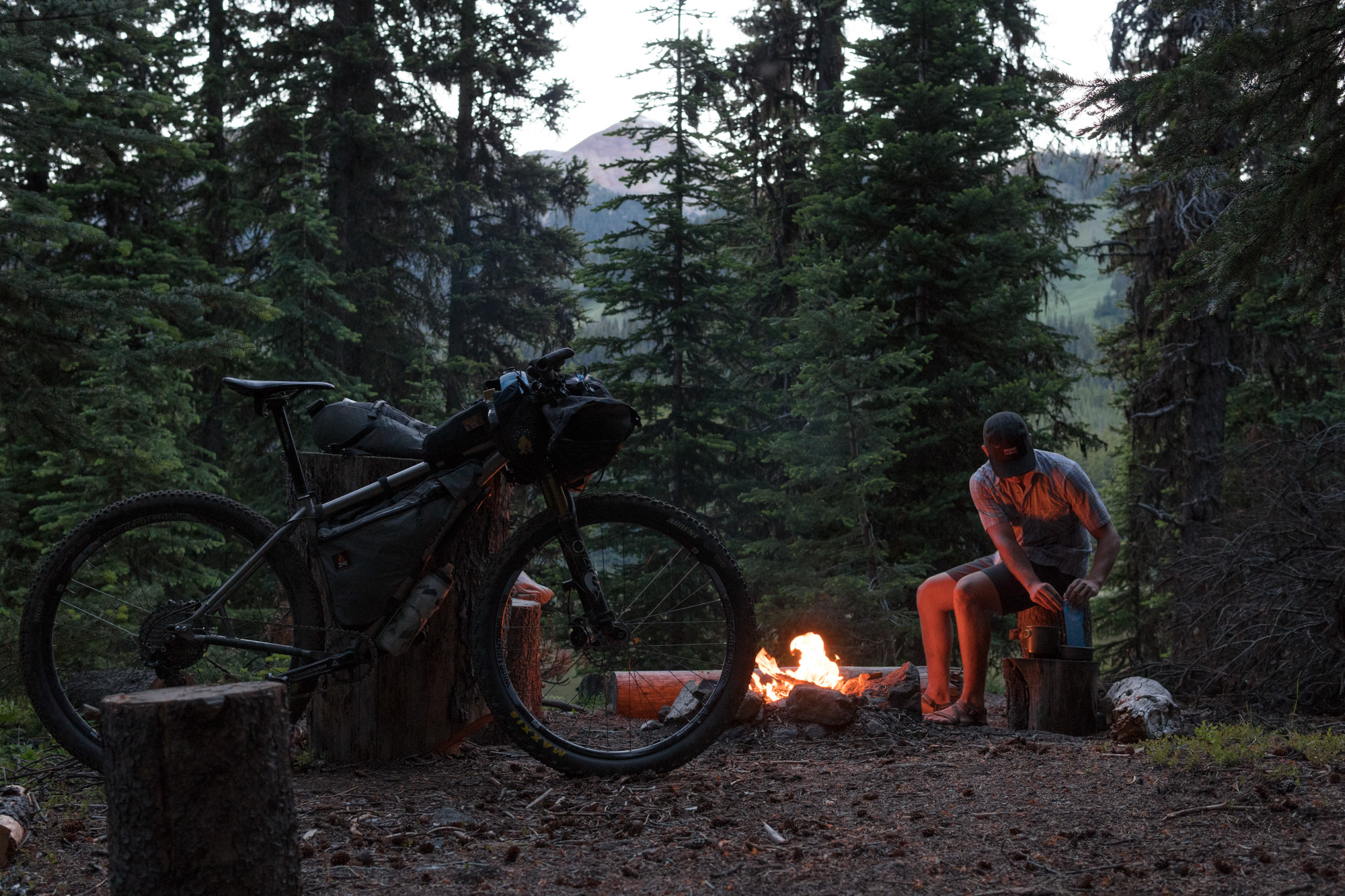 I got bored and set my camera up for another selfie. Oh ya know, just making dinner in the woods.
