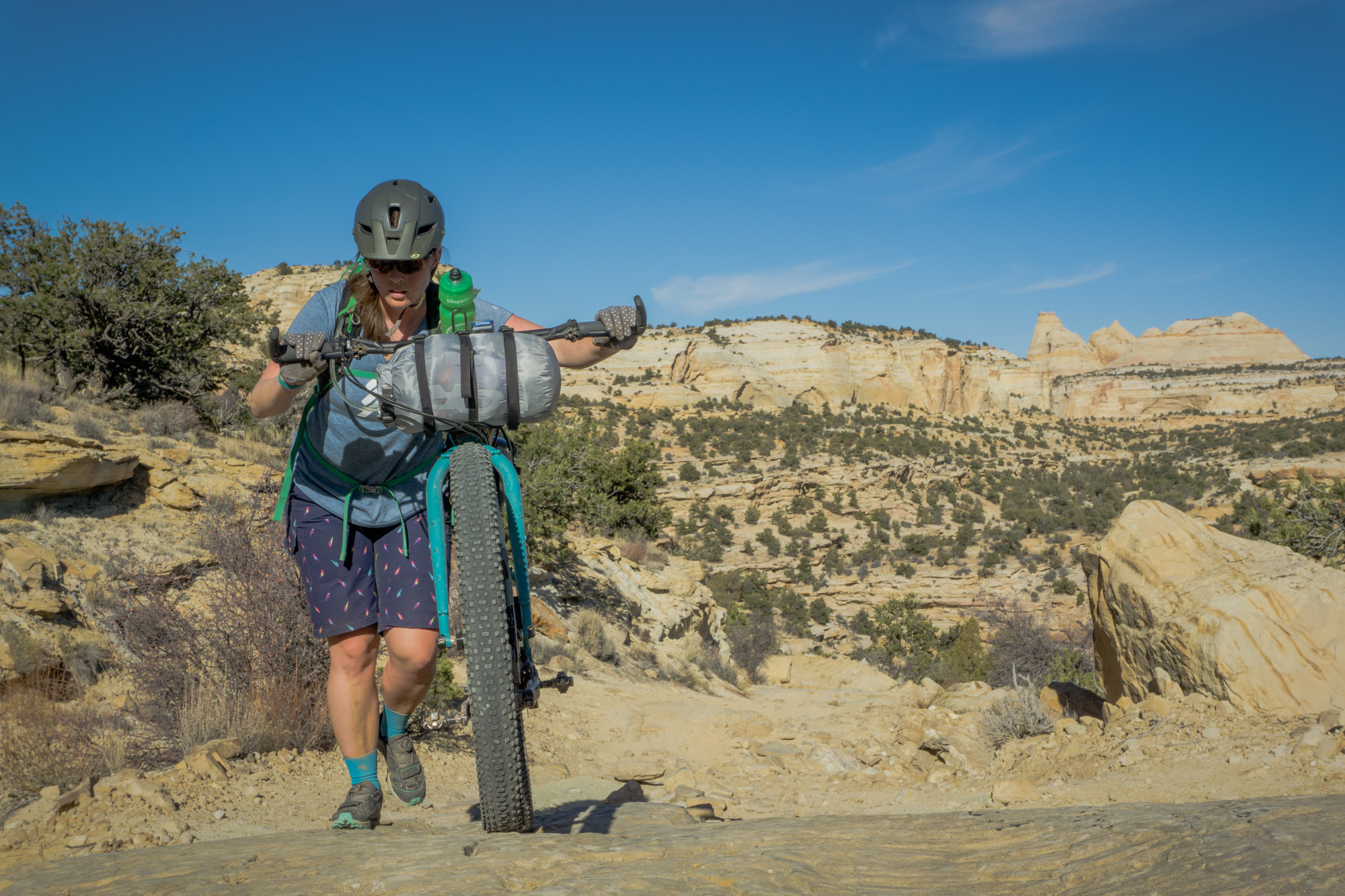 One last hike a bike before the car. I was pretty impressed we were able to comple this route in the time we did. It was not easy, with the lack of day light, sand, and the unknown, A big thanks to my travel companion, Lindsa, It was an Awesome experience Bikepacking The San Rafiel.